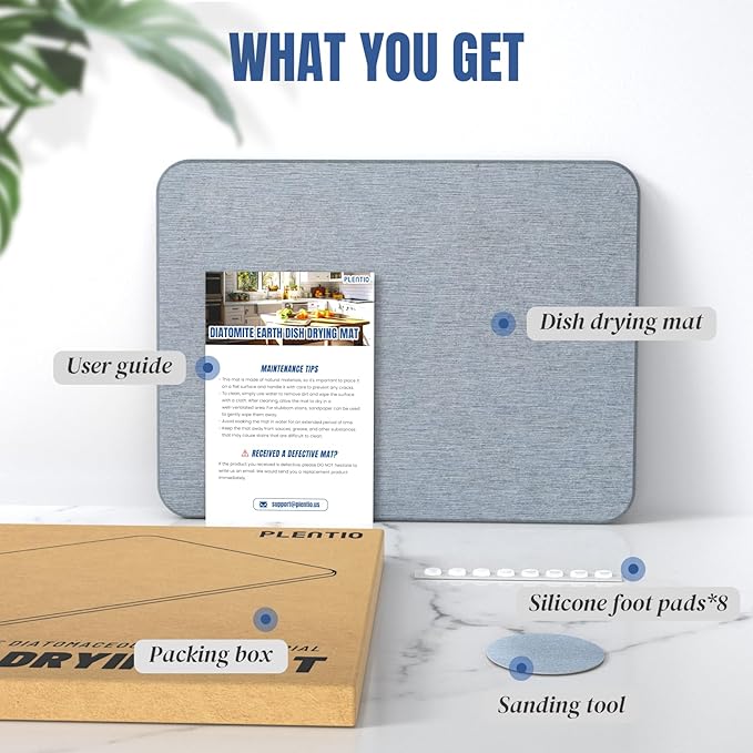 Quick Dry Stone Drying Mat for Kitchen Counter Water-Absorbent Diatomaceous Dish Drying Mats Multi-Purpose Stone Drying Tray for Cups Dishes Bottles