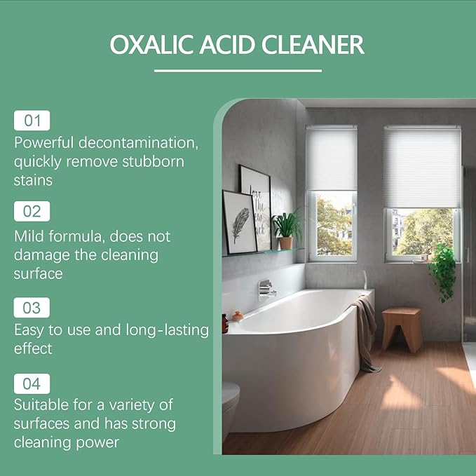 Oxalic Acid Cleaner Powerful Stain Removal Spray for Bathroom Toilet Porcelain 100ml/3.38oz Multi-Surface Deep Cleaning