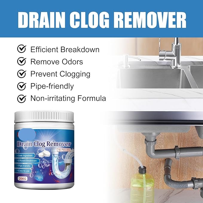 Drain Cleaning Tablets - Unclog &amp Deodorize Kitchen Bathroom Sink Tub Toilet - Eco-Friendly Drain Cleaner Tablets for Hair Grease Food &amp Paper Blockages(3PCS)