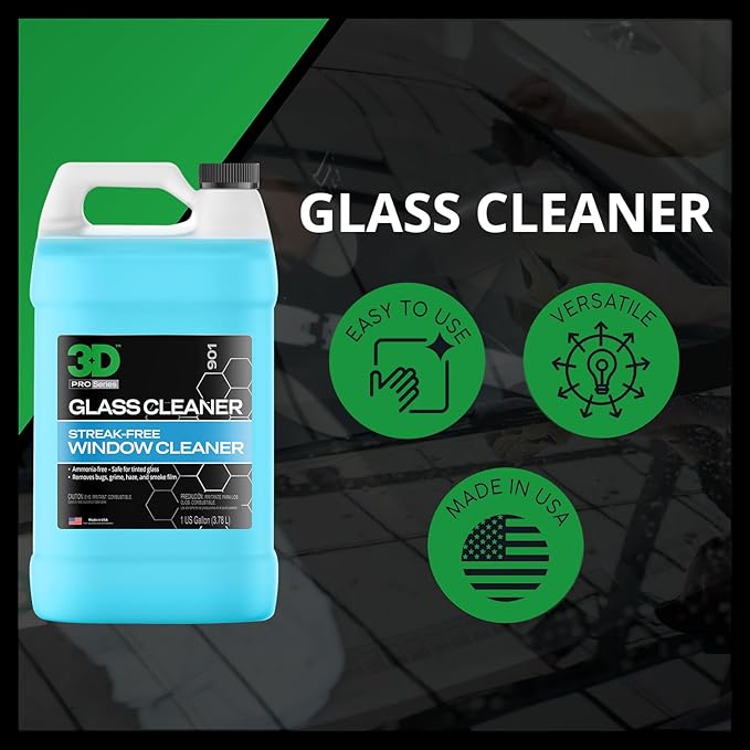3D Glass Cleaner Bundle - Streak-Free Tint Safe Formula - 16oz Spray + 1 Gallon Refill