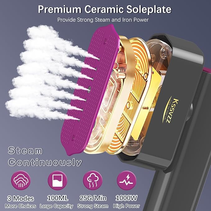Portable Travel Steamer Iron for Clothes with LCD Touch Screen - 4 Mode Handheld Mini Clothing Steam Iron Small Garment Steamer Ironing Machine Hand Held Fabric Steamer for Home Travel (120V ONLY)