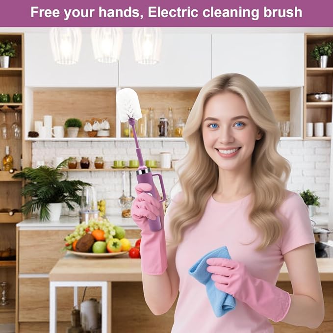 5-in-1 Long Handle Electric Bottle Brush Cleaner and Straw Cleaning Brush with Removable Brush Head Multi-Function Rechargeablefor Stanley Cups Baby Bottles Pacifiers Coffee Cups Sports Bottles
