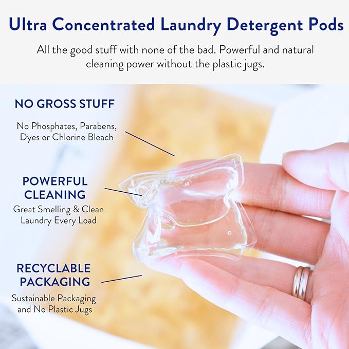 The Clean People Laundry Detergent Pods - Recyclable Packaging Hypoallergenic Stain Fighting - Ultra Concentrated Laundry Soap -Baby (Unscented) 192 Pack