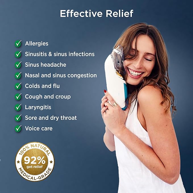 Mypurmist® Essential Kit Plus Handsfree Strap - Steam Inhaler Personal Handheld Instant Steam - Sinus Congestion Cold Cough Relief Vocal Care Skincare (Plug-in)