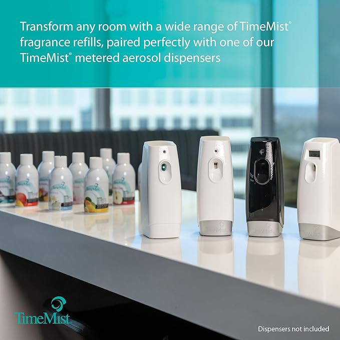 TimeMist Air Freshener Mixed Assortment Dispenser Refills - 7.1 oz (Case of 12 Assorted Fragrances) 1050698 - Essential Oils Lasts Up To 30 Days and Neutralizes Tough Odors