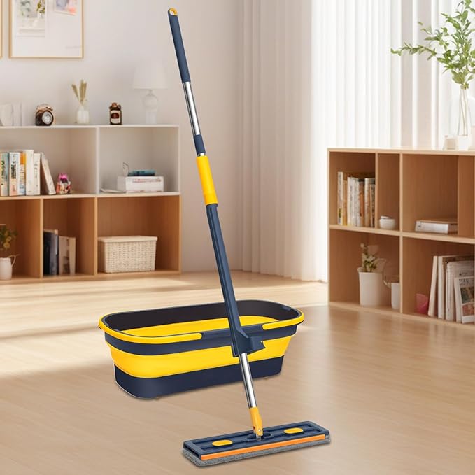 Flat Floor Mop - Household Cleaning Tool Large Durablle Microfiber Design Tile Cleaning Accessory Hardwood Floor  Carpet Dust Remover | 360° Rotatable Mop for Efficient Home Kitchen Bathroo