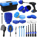 TTRCB 27Pcs Car Detailing Kit Car Cleaning Kit Car Detailing Brush Set Drill Brush Set Car Detailing Brushes Car Wash Kit Car Accessories Car Cleaning Supplies for Interior Exterior Wheels