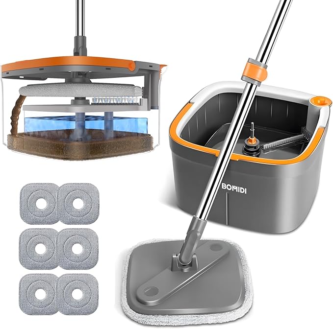 Mop and Bucket Spin Mop with Separate Dirty Water System Deep-Cleaning Mops for Floors Versatile Mops for Walls