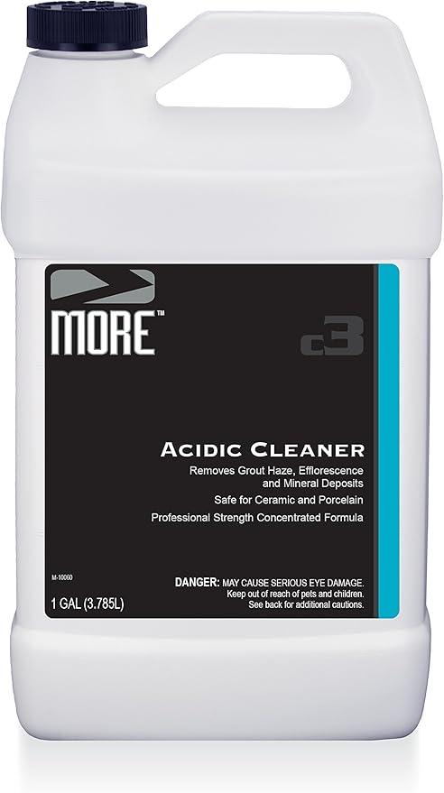 MORE Grout Cleaner for Tile Floors - Acidic Grout Cleaning Solution - Removes Cement-Based Grout Haze Efflorescence and Mineral Deposits - Gallon 128oz