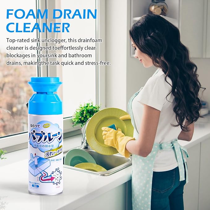 Foaming Drain CleanerDrain Clog Remover – Sink Cleaner and DeodorizerFoaming Cleaners for Kitchen Sinks Shower DrainsTubs(2pcs)