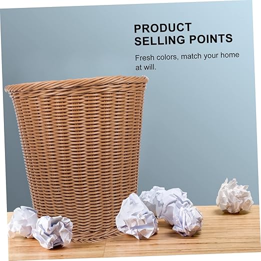 GLEAVI 1pc Wastebasket Garbage Bin Woven Trash Container Rustproof Iron Office Trash Basket Quality Material