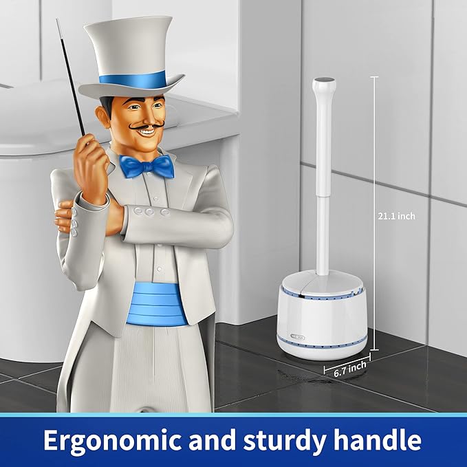MR.SIGA Toilet Plunger with Holder Heavy Duty Toilet Plunger and Holder Combo for Bathroom Cleaning White