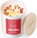 AOOVOO Cinnamon Scented Candles for Women - Aromatherapy Candle with Crystals Inside 10oz Soy Candles for Home Scented Birthday Gifts Valentines Day Candle for Women Mom
