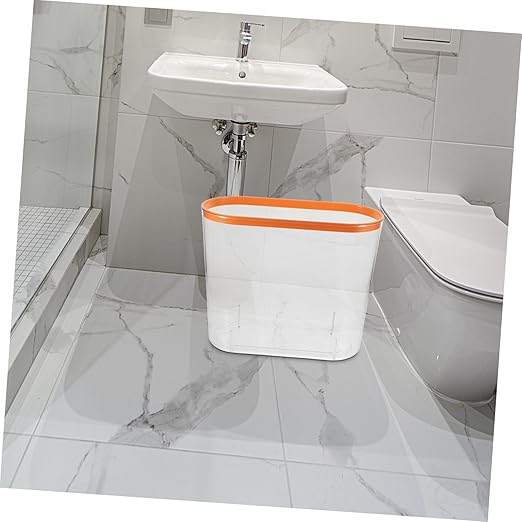 Transparent Plastic Wastebasket No Lid Compact Rubbish Bin for Kitchen Bedroom Bathroom Storage Container for Household Waste and Recycling and Space-Saving Design Red