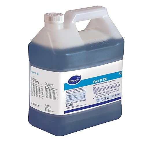 VIREX Diversey II 256 5271416 Disinfectant Cleaner and Deodorant Hospital Grade Floor Cleaner with Mint Scent Command Center Concentrate 1.5-Gallon