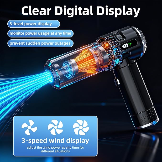 Sycoodeal Handheld Car Vacuum Cleaner 25000PA Strong Cyclonic Suction Portable Mini Vacuum Cordless with Digital Display Lightweight Handheld for Pet Hair Car Home Office Kitchen(Silver)