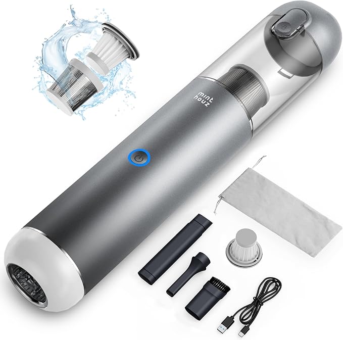 Minthouz Car Vacuum Portable Cordless 17000Pa - 120W Handheld Vacuum Rechargeable with Blower Ultra Lightweight Mini Vacuum Cleaner with 2 Filters for Car Home Pet Office Keyboard