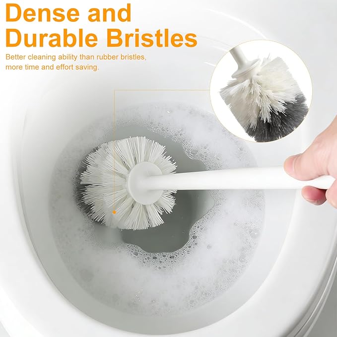 Toilet Brush with Plunger Set Black Plastic 2 Piece Bathroom Cleaning Tool Kit with Holder