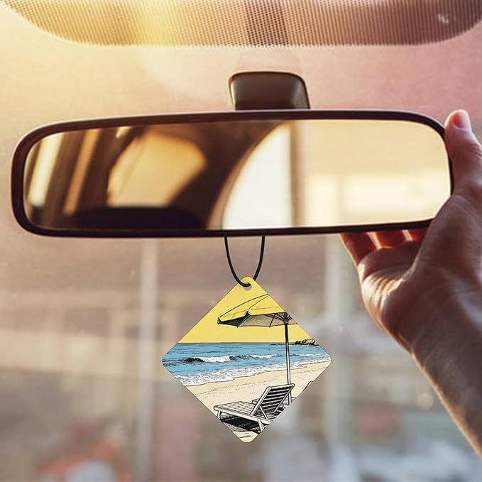 5PCS Car Air Freshener Hanging Personalized Double Sided Summer Beach Car Fresheners Long Lasting New Cars Scents Cute Automotive Freshies for Closets Drawers (tea)