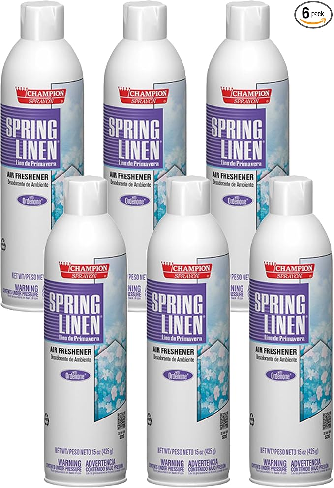 Champion Sprayon Water-Based Air Freshener Spray 14 oz Odor Control Room Freshener Fresh Linen (6 Pack)