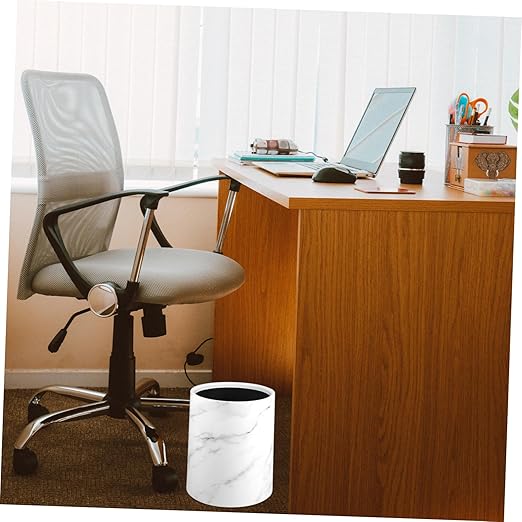 1piece Small Round Lidless Marble Wastebasket for Home Kitchen Office Decorative Garbage Container Stylish Waste Paper Bin Easy to Clean and Stable Structure
