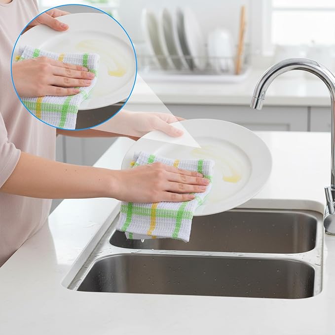 36 Pieces Kitchen Dish Cloths Dish Towels Washable Cleaning Cloth for Washing Dishes Wipe Glass Home Kitchen Household Supplies 12 x 12 Inch (3 Colors)