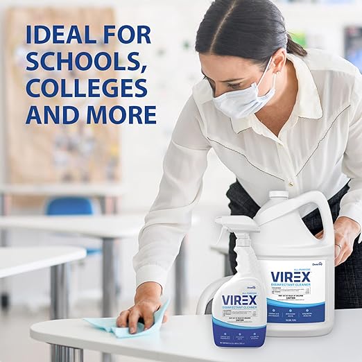 VIREX Diversey CBD540533 All Purpose Disinfectant Cleaner - Kills 99.9% of Germs and Eliminates Odors Lemon Scent Ready-to-Use 32-Ounce (Pack of 8)