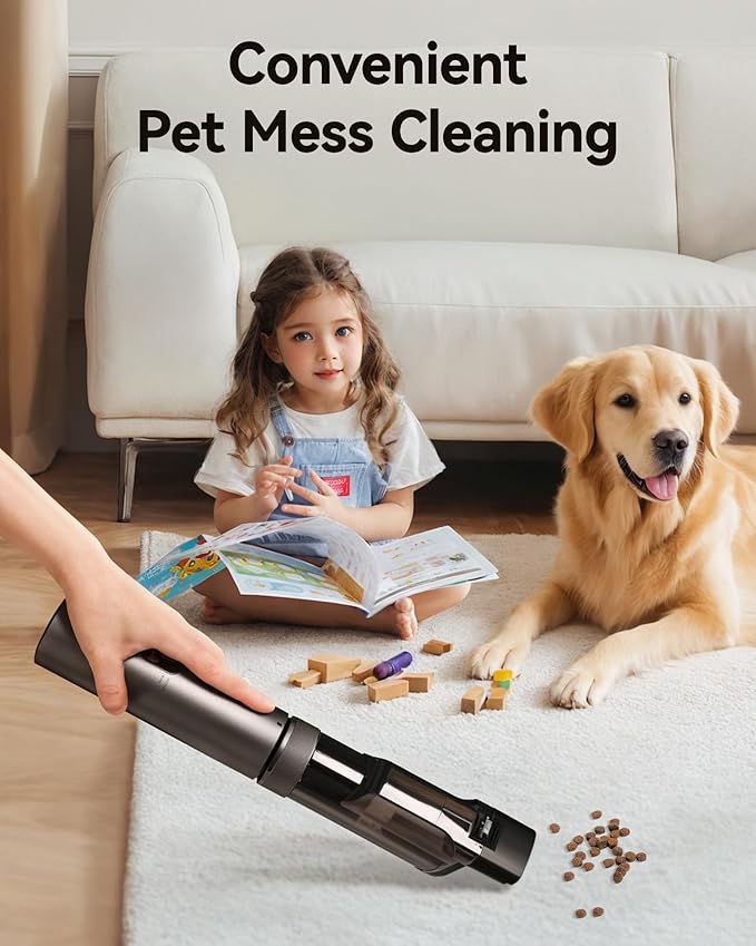 REDTIGER Car Vacuum Cordless 21000PA Portable Handheld Vacuum Up to 70 Mins Runtime 3.5H USB-C Fast Charge Lightweight 4 in1 Mini Hand Held Cleaner Power for Car Home Outdoor Camp Pet Food Black