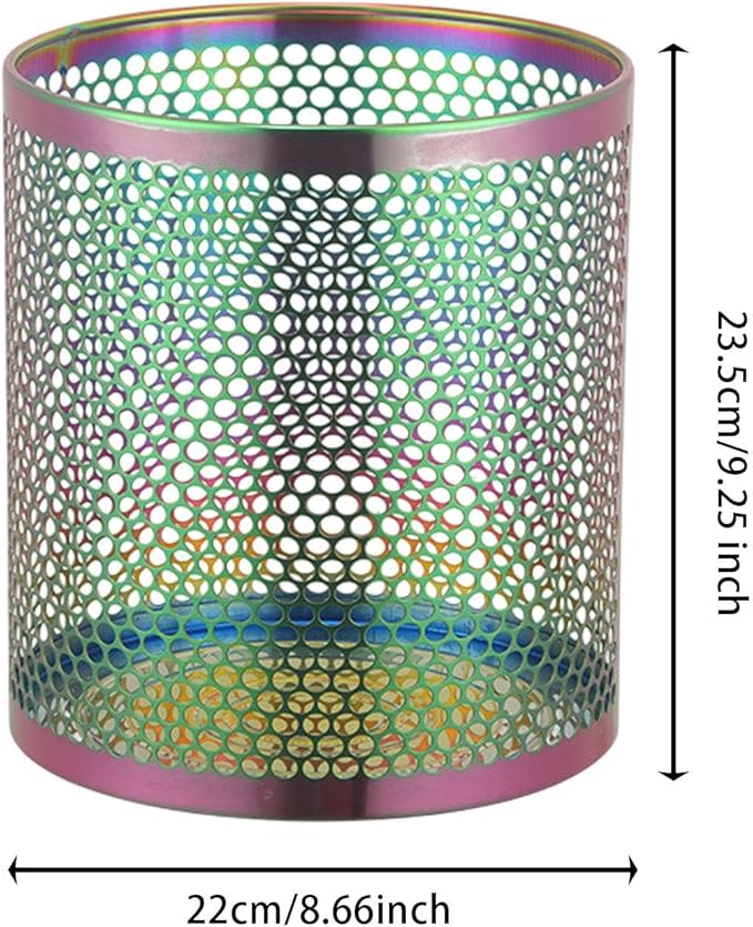 Stainless Steel Trash Can Trash Bin Large Capacity Waste Bin Sturdy Mesh Wastebasket Garbage Container for Kitchen Bedroom Multicolor