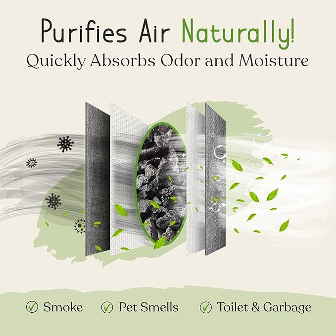 bmbu Charcoal Shoe Deodorizers - Activated Natural Bamboo Air Purifying Bag Insert for Sneakers Oder Eliminator Mini Bags -Absorber/Freshener for Gym BagDrawerClosetCarHome Cat Litter