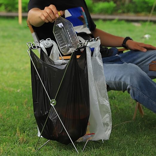 Efficient Folding Trash Bag Organizers Sturdy Folding Waste Holder for Kitchen Office and Camping Camping Trash Stand