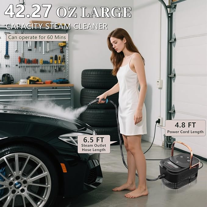 Steam Cleaner Steamer for Cleaning 2500W Pressurized Steam Cleaner with 1.2L Water Tank and 12 Attachments Portable Steamer Cleaner for Home Car Kitchen Bathroom Furniture Tile Grout