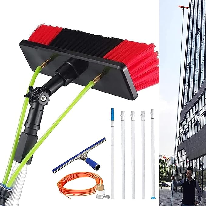 Water Fed Window Cleaning Pole 7 m Long with Squeegee BladeTelescopic Hose Fed Extendable Window Cleaning Kit