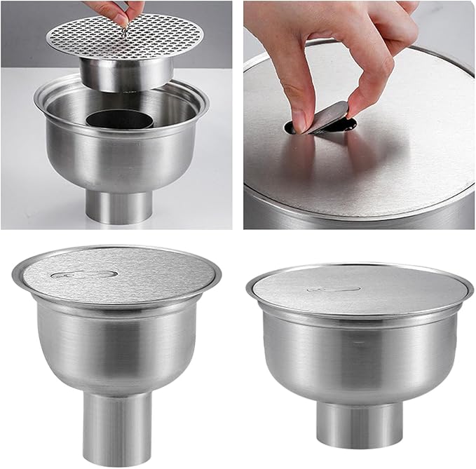 Heavy Duty Round Floor Drain with Concealed Handle High Stainless Steel Drainage Concealed Handle Corrosions Stainless Steels Floor Drain Enduring