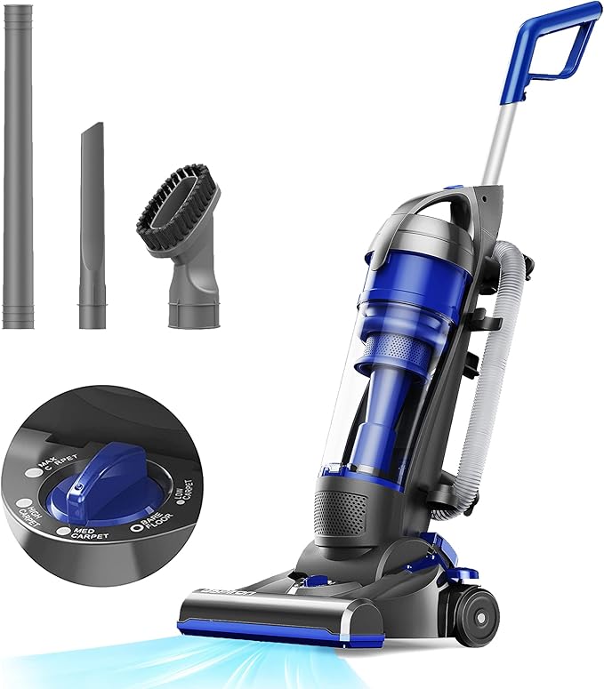 Upright Vacuum Cleaner Aspiron 1200W 25kPa 5-Mode Bagless Vacuum Cleaner with Crevice Tool &amp Extension Wand3L Dust Cup with HEPA Filter Upright Vacuum for Carpet Pet HairHard FloorTile Parti