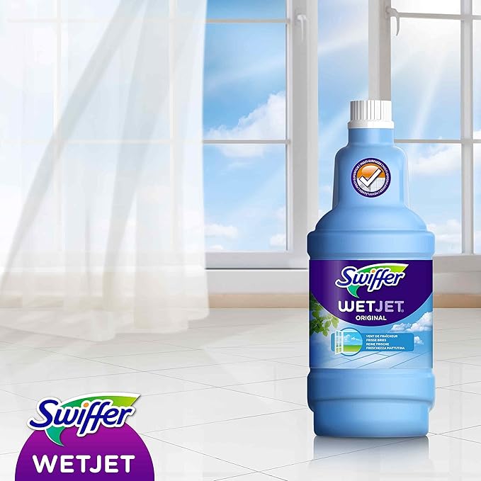 Swiffer WetJet Floor Spray Mop Starter Kit Includes: 1 WetJet 5 Pads 1 Cleaning Solution &amp 4 Batteries