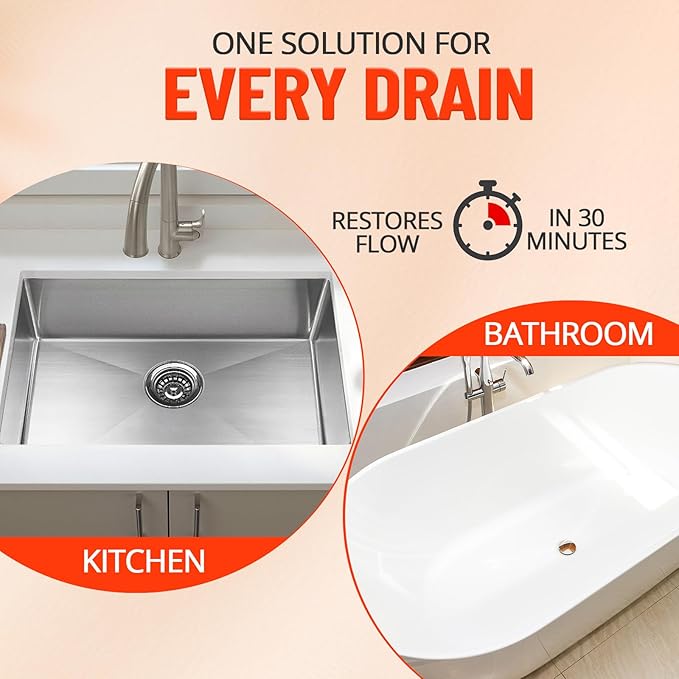Drain Clog Remover and Drain Cleaner Unclogs and Removes Hair Soap Scum and Blockages for Bathroom Kitchen Sink Tubs (2-Pack)