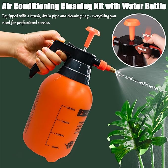 Mini Split Cleaning Kit for Wall-Mounted Air Conditioners - DIY AC Cleaning Bag with Drain Pipe Kettle &amp Brush Reusable Waterproof Cleaning Cover for Home/Office/Hotel