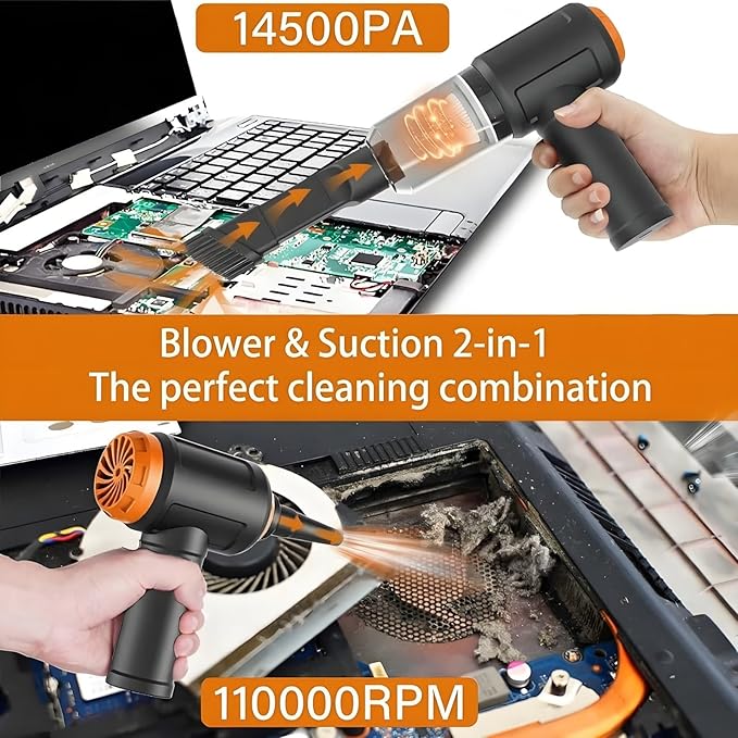 Air Duster - Computer Vacuum Cleaner - for Keyboard Cleaning- Cordless Canned Air- Powerful - Energy-Efficient(Air-01)