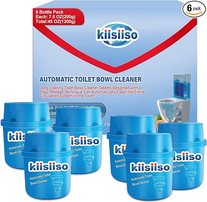 KIISIISO Toilet Bowl Cleaners 6 Bottles Automatic Long-Lasting Toilet Bowl Cleaner Tablets in Bottle for About 6 Months' Supply Blue
