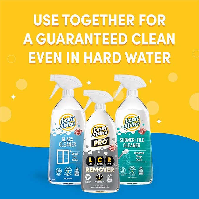 Lemi Shine Glass &amp Surface Cleaner - Multi-Surface Glass Cleaner Spray with Powerful Citric Acid Cleans Smudges and Streaks From Windows Glass And Mirrors 28oz - 3 Pack