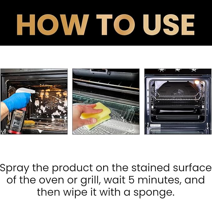 Oven &amp Grill Cleaner Spray - Oven and Grill Cleaner Heavy Duty Spray Kitchen Heavy Duty Oil Stain Remover Grill and Smoker Cleaner and Degreaser Multi-purpose Stubborn Stains Cleaner (3)