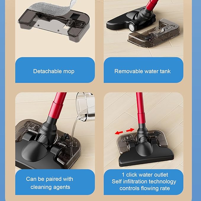 Hyuduo Cordless Vacuum Cleaner Stick Vacuum Handheld 4000pa Suction Power 20min Runtime 4+1 Cleaning Modes with 2000mAh Battery for Home Floor Car Cleaning