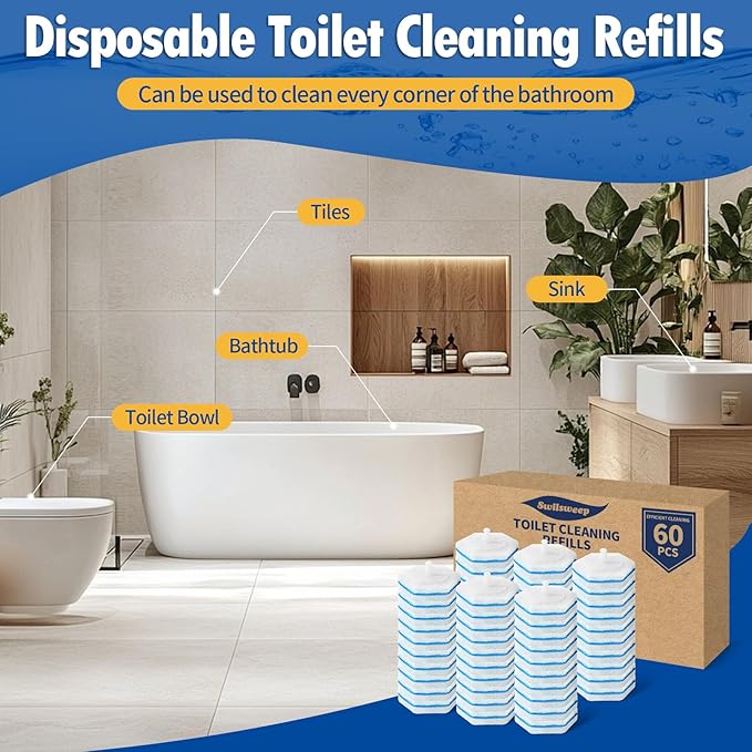 40 Count Toilet Bowl Wand Refills Disposable Toilet Cleaner Refills Disposable Wand Heads Compatible with Clorox and the Most Toilet Brushes