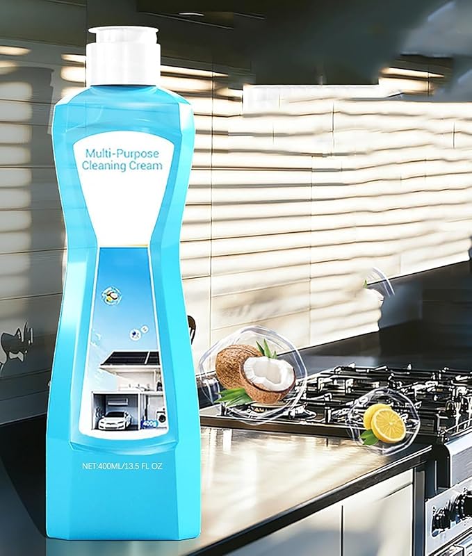 Multi-Surface Rinse-Free Cleaning Cream Household Grime Remover for Kitchen &amp Bathroom Works on Tile Shower Door and Stainless Steel (1pcs)