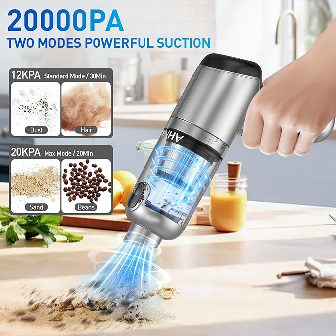 AHNR Handheld Car Vacuum Cleaner Cordless with Brushless Motor 20000PA High Power Vacuum Cleaner &amp Air Duster 3 in 1 Keyboard Portable Mini Hand Held Vacuums Cleaner for Car Home