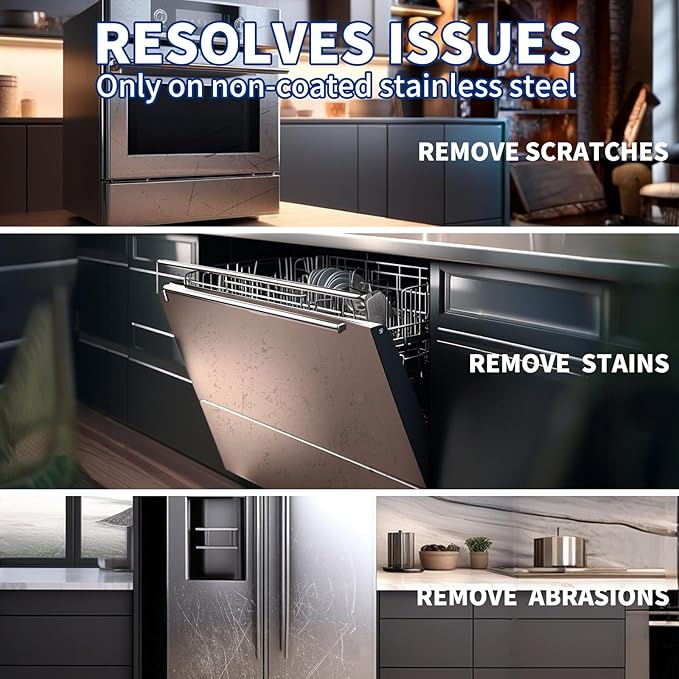 Stainless Steel Scratch Remover Kit Suitable for Sinks &amp Appliances Scratch Repair &amp Polish Used for Non-Coated Stainless Steel &amp Easily Remove Rust Discoloration