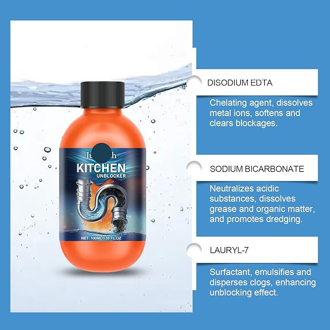 Drain Cleaner for Home Kitchen and Toilet Sinks - Fast Acting Formula to Unclog All Types of Drains Instantly(1PCS)