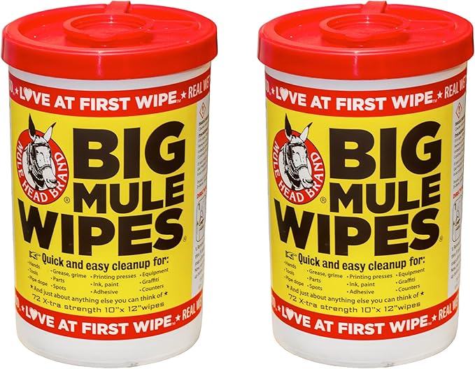 XL Heavy-Duty Cleaning Wipes – 2 Pack (10 x 12) – All-Purpose Garage Automotive &amp Home Cleaning Wipes – Grease Ink Paint Tar &amp Grime Remover – Safe for Hands &amp Multiple Surfaces