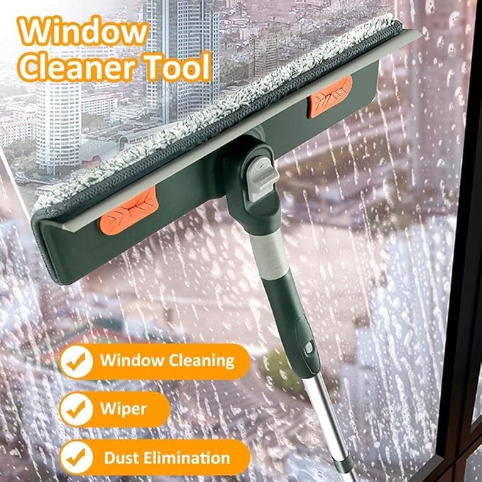Skirting Board Cleaning Mop with 144cm Long Handle and Reusable Pad for Windows Ceilings Tiles and Floors Lightweight Ergonomic Grip for Efficient Household Cleaning in Green(B)